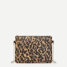 Romwe Leopard Pattern Chain Clutch Bag