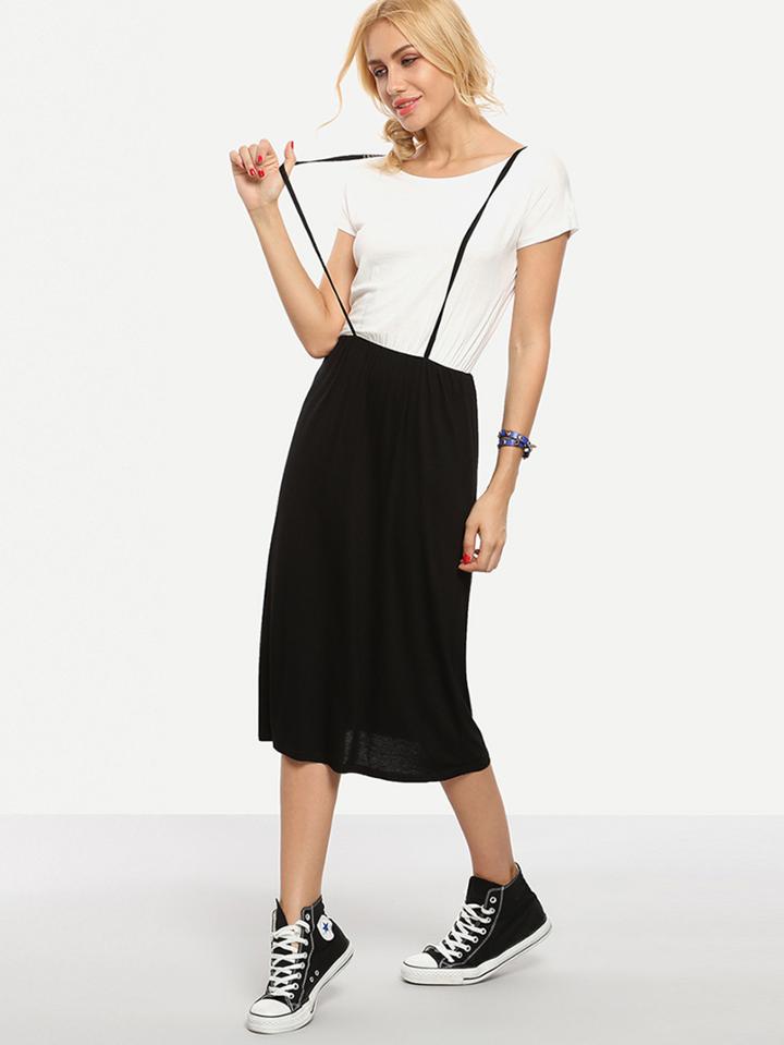 Romwe Color Block Strap Dress
