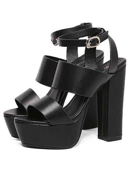 Romwe Thick Straps Chunky Platform Sandals