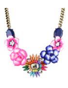 Romwe Shourouk Necklace Colorful Gemstone Resin Flower Necklace