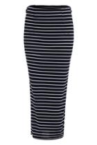 Romwe With Split Striped Black Skirt