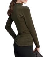 Romwe Army Green Long Sleeve Turtleneck T-shirts