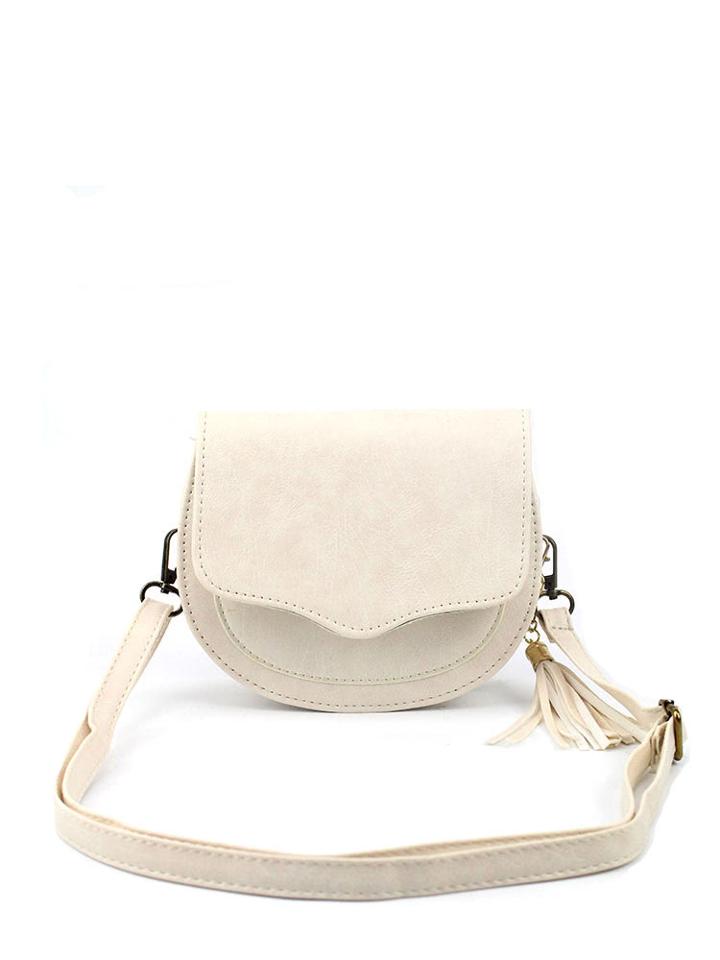 Romwe Tassel Detail Pu Flap Bag
