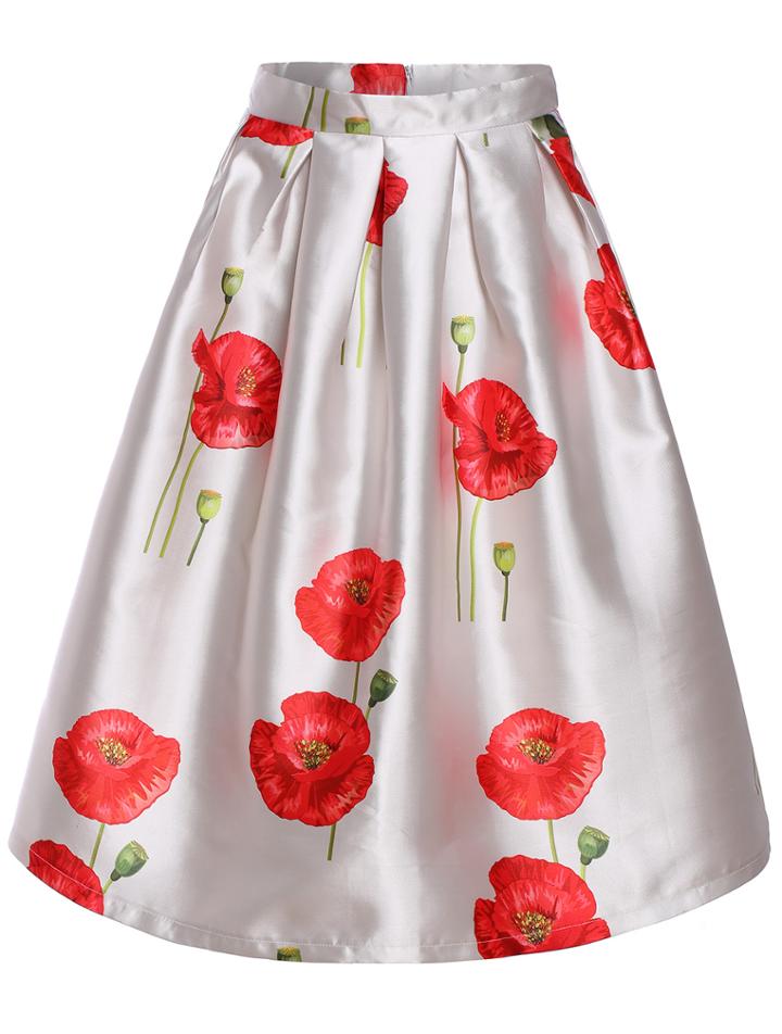 Romwe Shower Print Organza Skirt