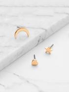 Romwe Moon & Star & Heart Design Earring Set 3pcs