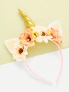 Romwe Flower Embellished Ear Design Unicorn Headband