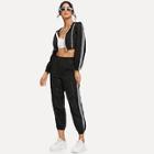 Romwe Tape Panel Top With Pants