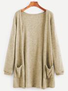 Romwe Open Front Sweater With Pockets