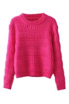 Romwe Stripe Knitted Rose Jumper