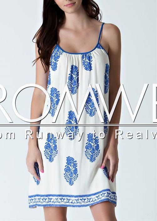Romwe White Spaghetti Strap Floral Dress
