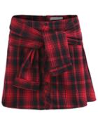 Romwe With Buttons Knotted Plaid Skirt