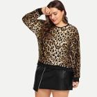Romwe Plus Leopard Print Pullover