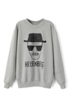 Romwe Heisenberg & Man Head Print Sweatshirt