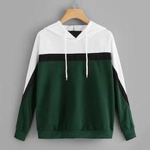 Romwe Color-block Drawstring Detail Hoodie