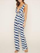 Romwe Tie Dye Stripe Print Cutout Sleeveless Jumpsuit