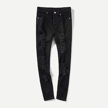 Romwe Men Destroyed Plain Jeans