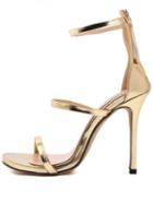 Romwe Gold Stiletto High Heel Ankle Strap Sandals