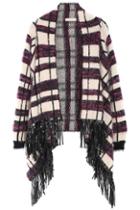 Romwe Plaid Tassel Red Cardigan