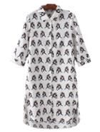 Romwe Multicolor Dipped Hem Cartoon Print Shirt Dress