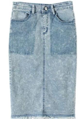 Romwe With Pockets Fringe Denim Skirt