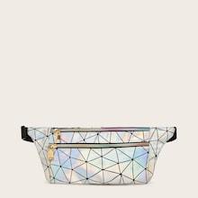 Romwe Geometric Print Iridescent Bum Bag