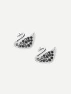 Romwe Rhinestone Swan Design Earrings