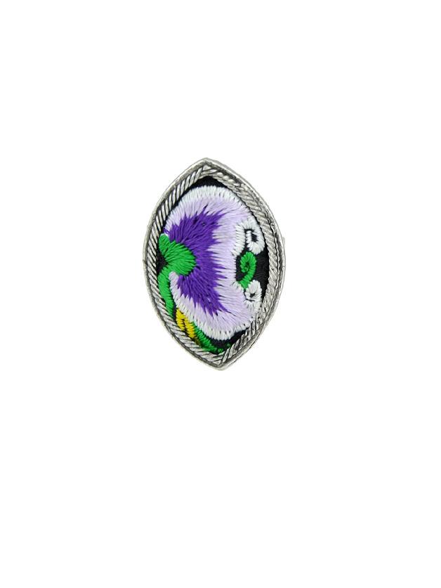 Romwe Purple Handmade Flower Pattern Embroidery Geometric Rings