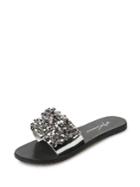 Romwe Rhinestone Design Flat Slippers