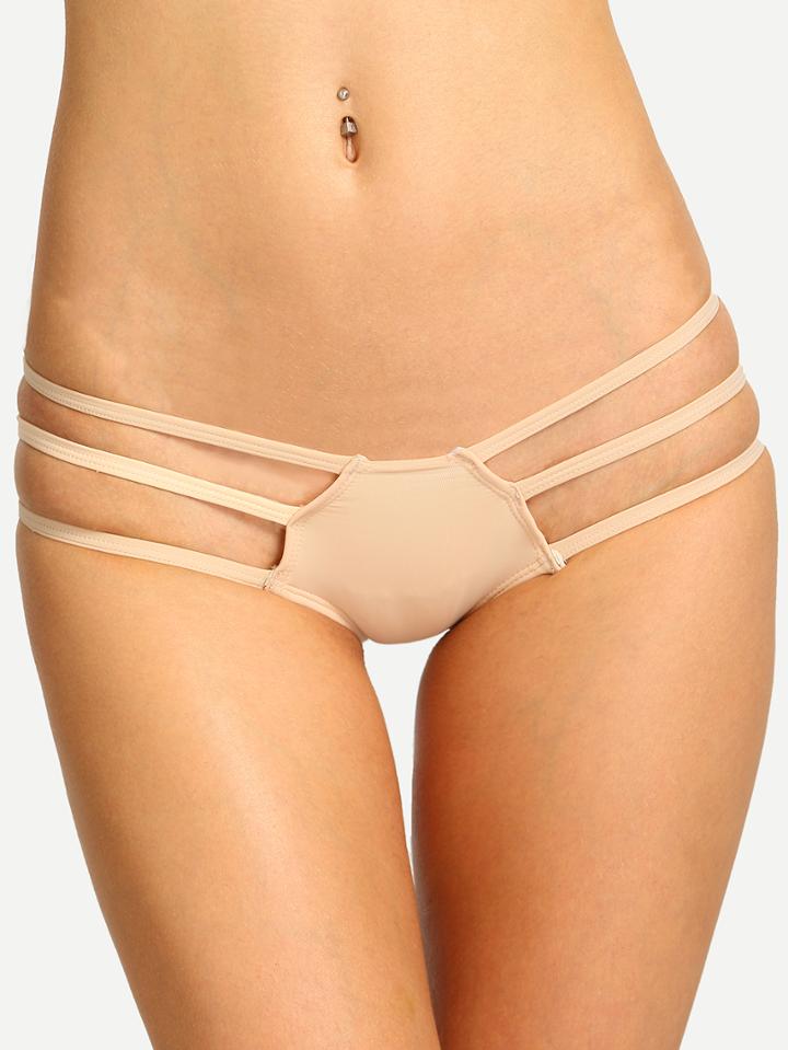 Romwe Apricot Strappy Low Rise Bikini Bottom