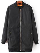 Romwe Black Zipper Detail Long Jacket