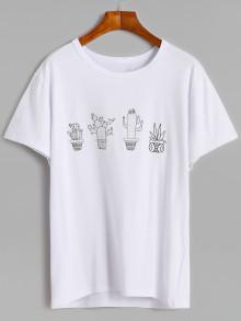 Romwe Cactus Print T-shirt