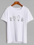 Romwe Cactus Print T-shirt