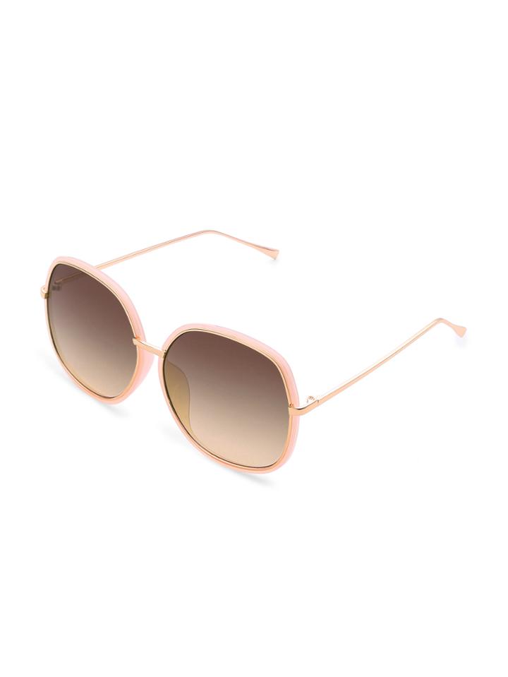 Romwe Contrast Trim Oversized Sunglasses