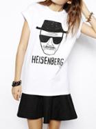 Romwe White Short Sleeve Heisenberg Print T-shirt