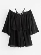 Romwe Frill Detail Pleated Romper