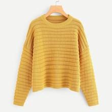 Romwe Plus Drop Shoulder Round Neck Sweater