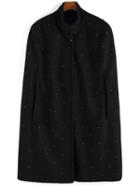Romwe Stand Collar Dotted Poncho Coat