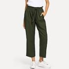 Romwe Self Tie Front Solid Pant