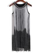 Romwe With Tassel Ombre Silver Dress