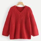 Romwe Mixed Knit Solid Sweater