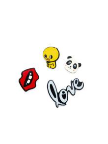 Romwe Animal & Letter Design Brooch Set