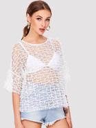 Romwe Allover Knot Detail Mesh Top