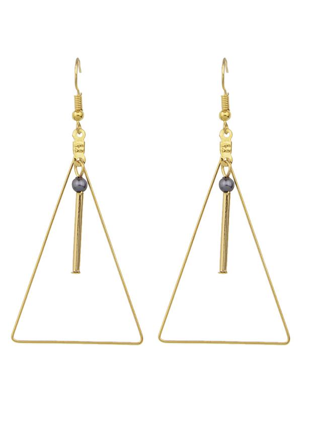 Romwe Gold Design Triangle Shape Big Dangle Earrings