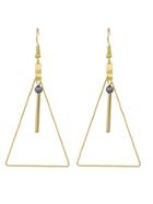 Romwe Gold Design Triangle Shape Big Dangle Earrings