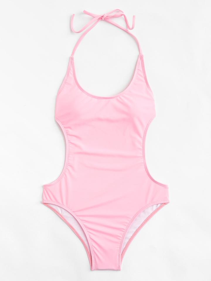 Romwe Open Back Swimsuit