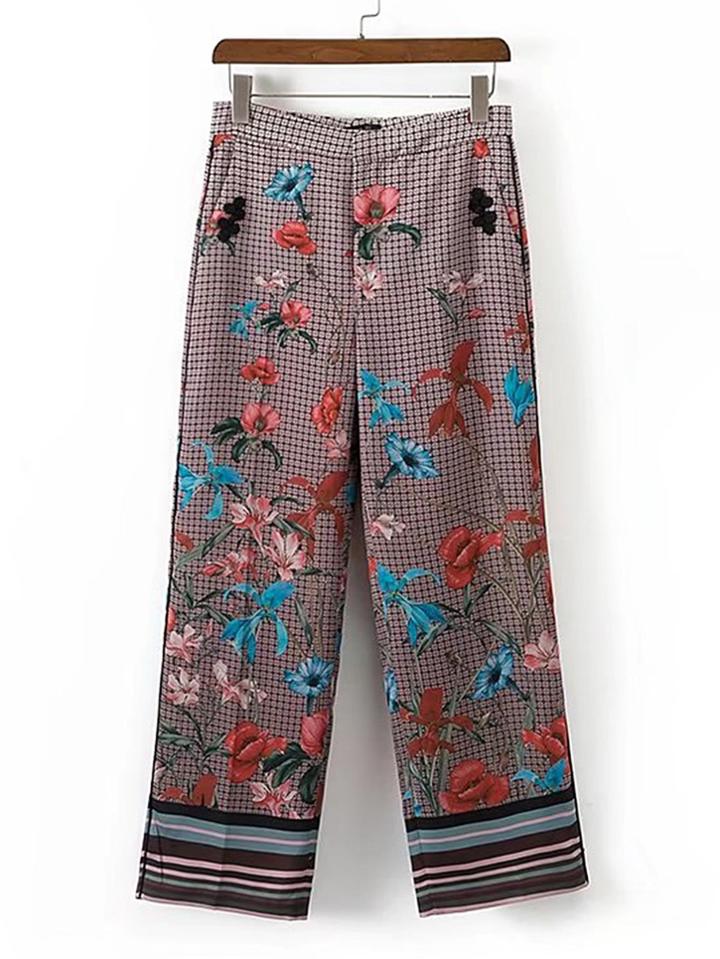 Romwe Straight Leg Plaid Pants