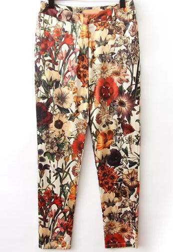 Romwe Multicolor Floral Loose Pant