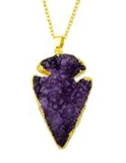 Romwe Natural Stone Sautoir Necklace Natural Purple Stone Necklace For Women
