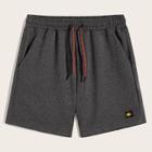 Romwe Guys Embroidery Patched Detail Heather Grey Shorts