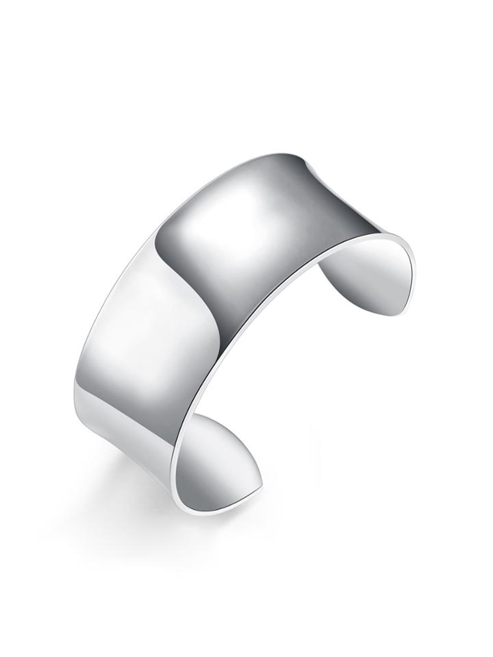 Romwe Sliver Plated Smooth Metal Cuff Bracelet